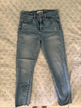 LOFT Light Blue Skinny Jeans with Subtle Distressing